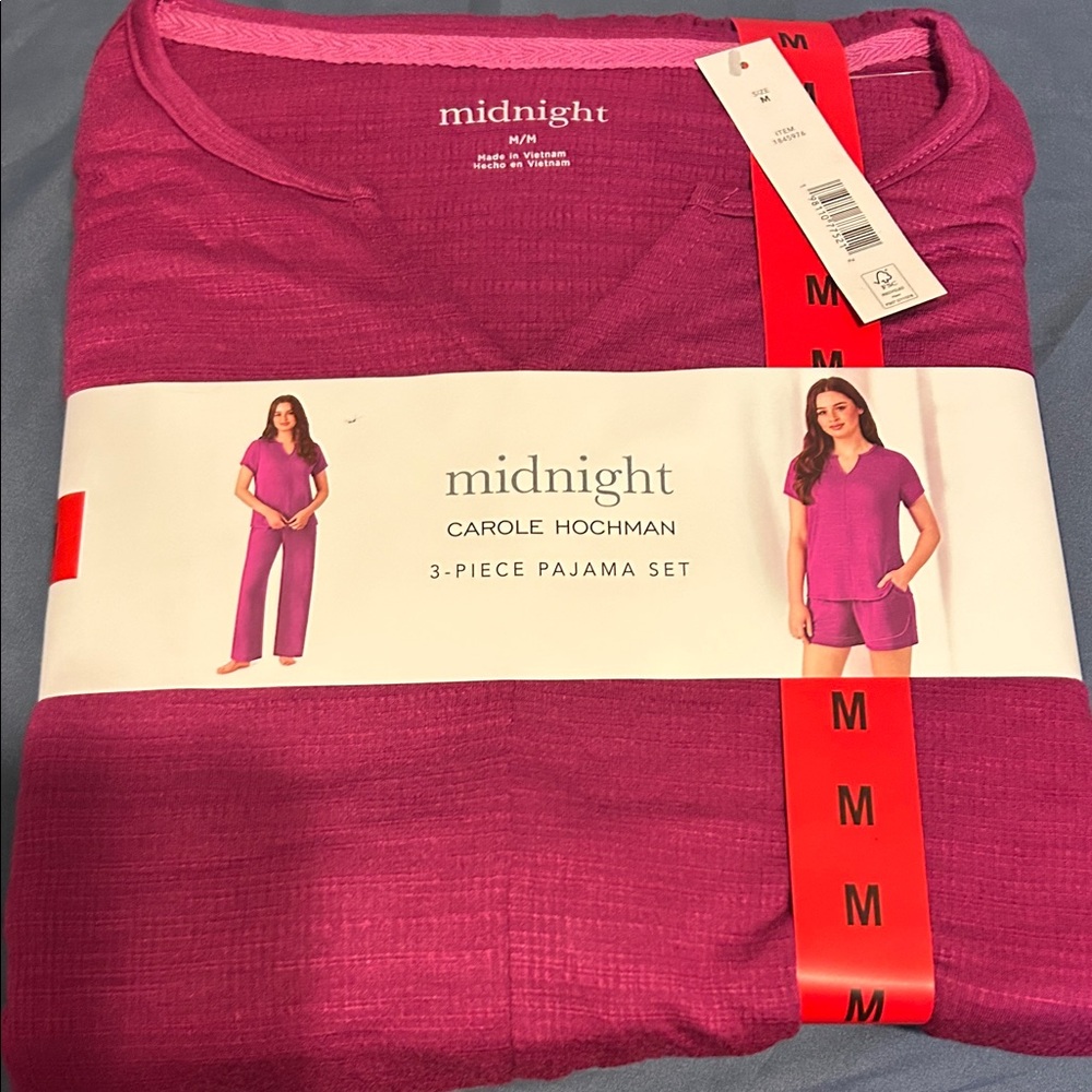 Midnight by Carole Hochman Fuchsia 3-Piece Pajama Set